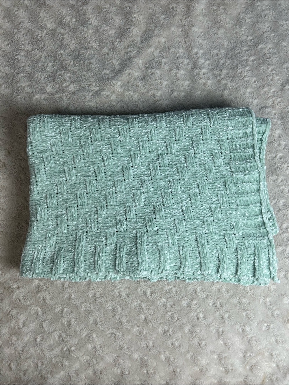 Little Journey Aldi Green Chenille Baby Blanket Lovey Soft Plush Sweater Knit